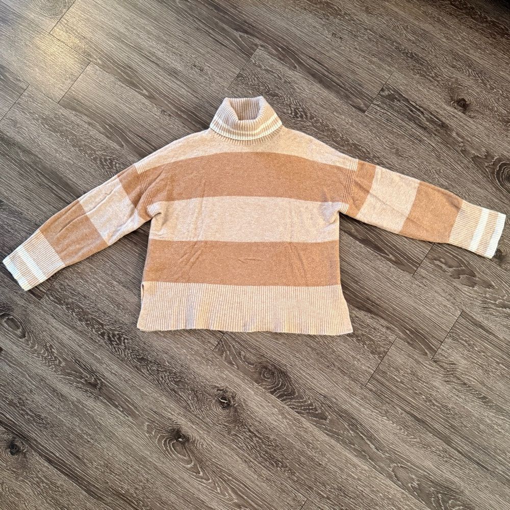 J. Crew Striped turtleneck sweater in Supersoft yarn
